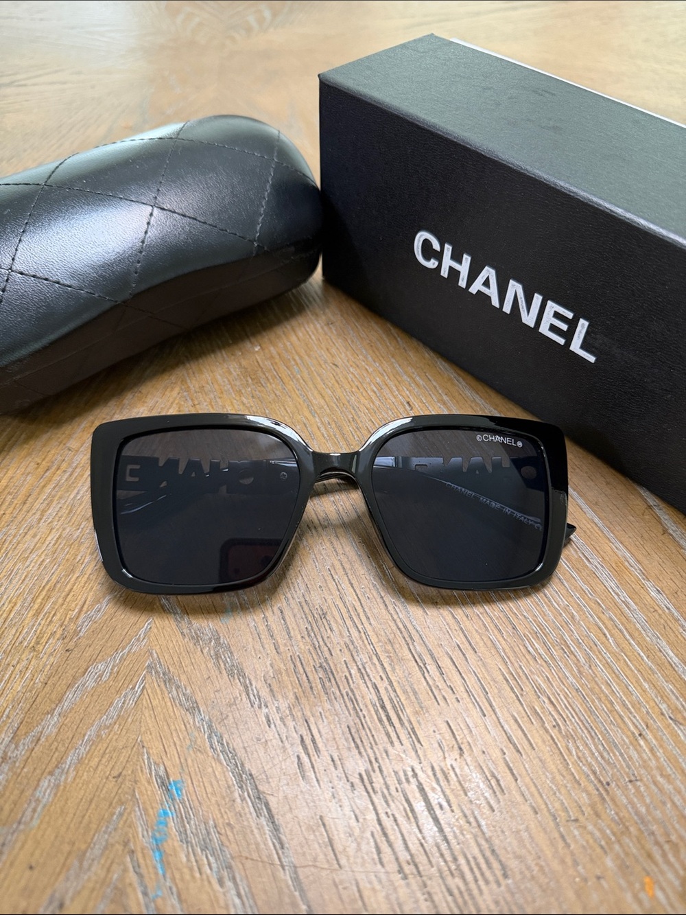 CHANEL Black Oversized Square Sunglasses